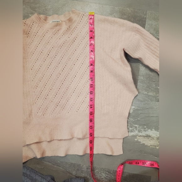 Johnny Was Crew Neck Crop Knit Sweater Light Pink. Cashmere, Linen. Split. Boho. - Picture 7 of 8
